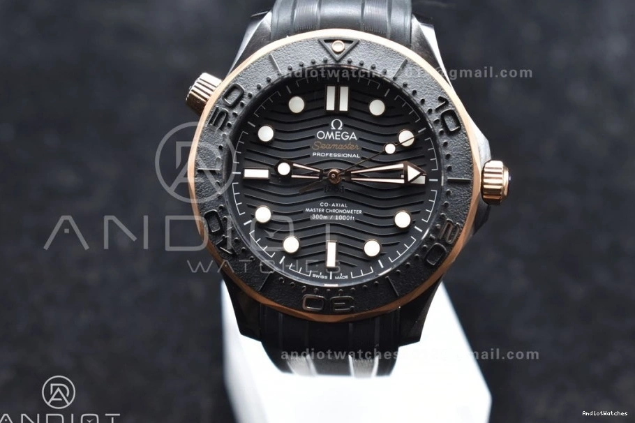 300m Bezel Black 43.5mm Neat Edition Ceramic 1:1 VSF Black A RG Seamaster on Dial Best Rubber Black 1070 Strap 0118